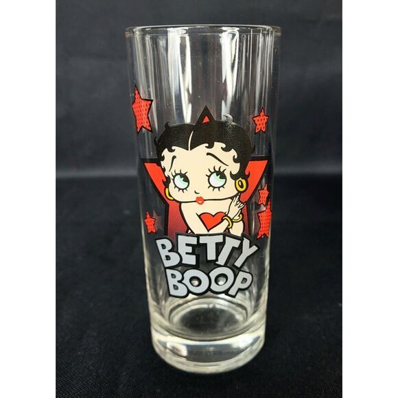 VTG Betty Boop KFS/FS Heavy Bottom Hearst Hi-Ball Glass Set of Four Red Stars - Picture 3 of 7